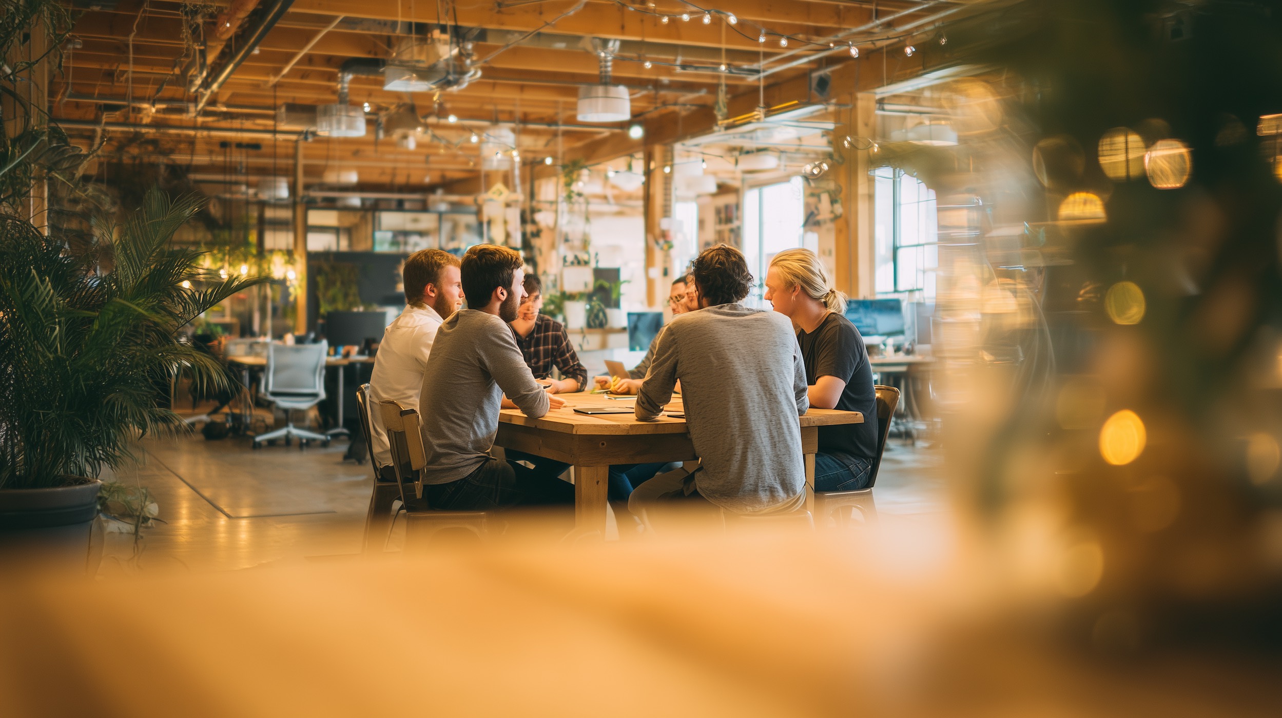 A group of creative agency employees having a discussion